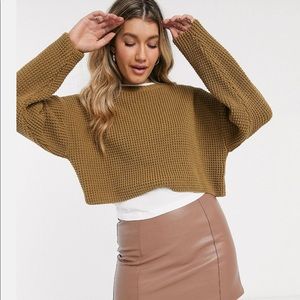 Camel waffle knit sweater
